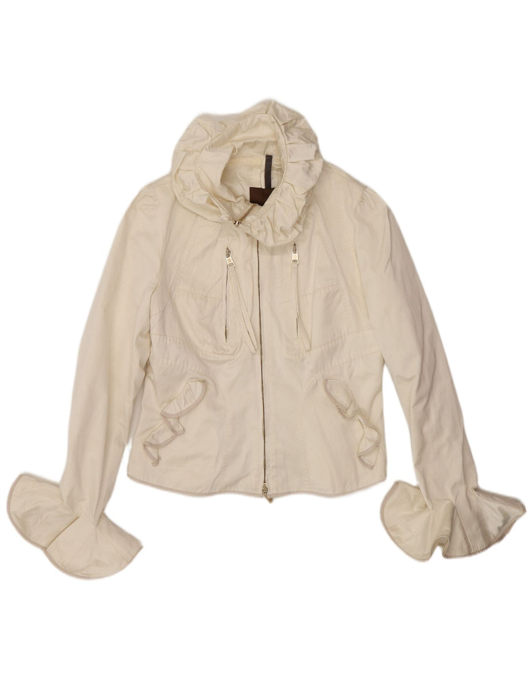 MONCLER Giacca bomber corta da donna taglia 2 media poliestere bianco sporco