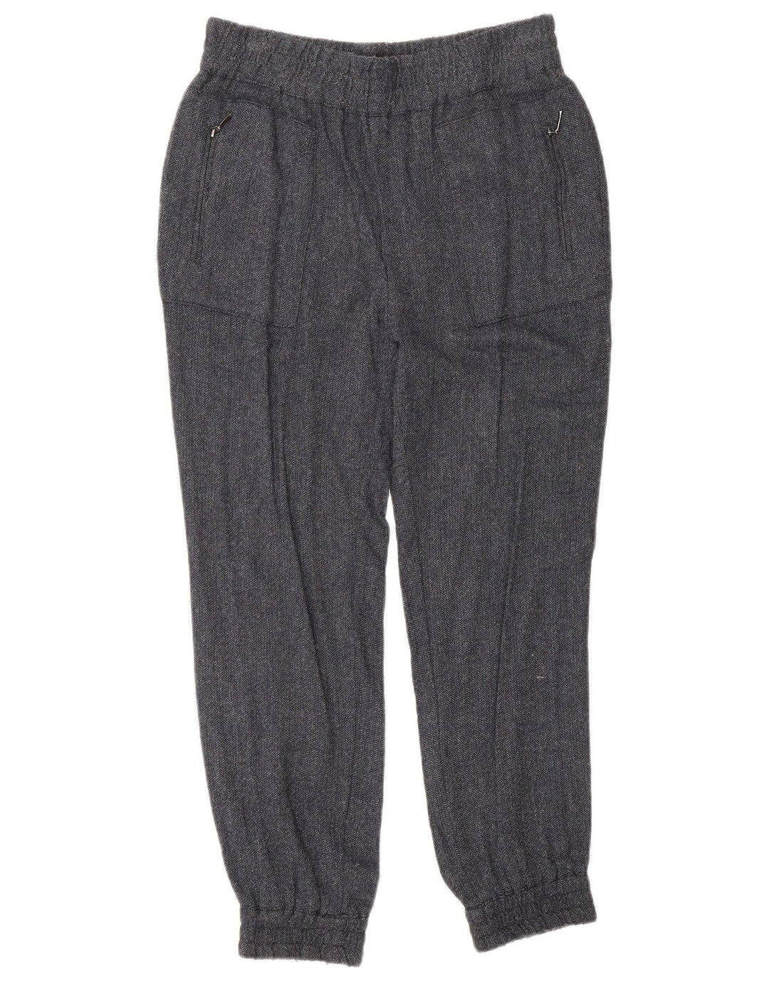 Pantaloni jogging da donna Zara medi W28 L27 viscosa a spina di pesce blu navy