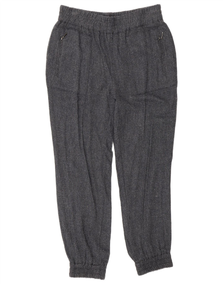 Pantaloni jogging da donna Zara medi W28 L27 viscosa a spina di pesce blu navy