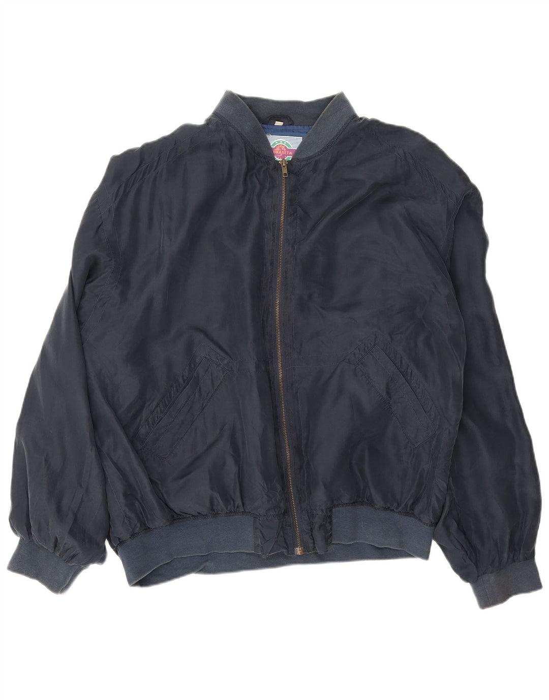 Giubbotto bomber bomber da uomo vintage UK 42 XL seta blu navy