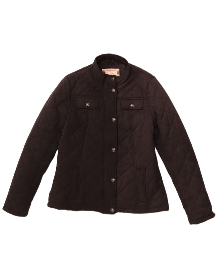 FAT FACE Womens Quilted Jacket UK 10 Small Black Polyester