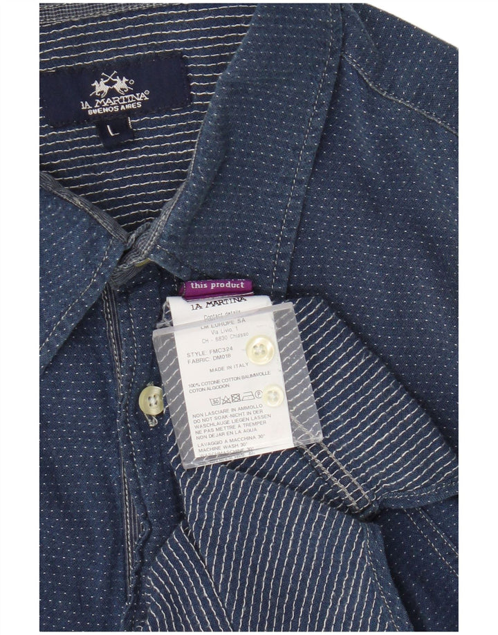 Camicia grafica da uomo La Martina grande cotone maculato blu