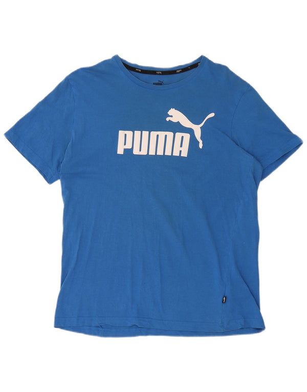 Puma T-shirt grafica a maniche corte da donna Top UK 16 Large Blu Cotone