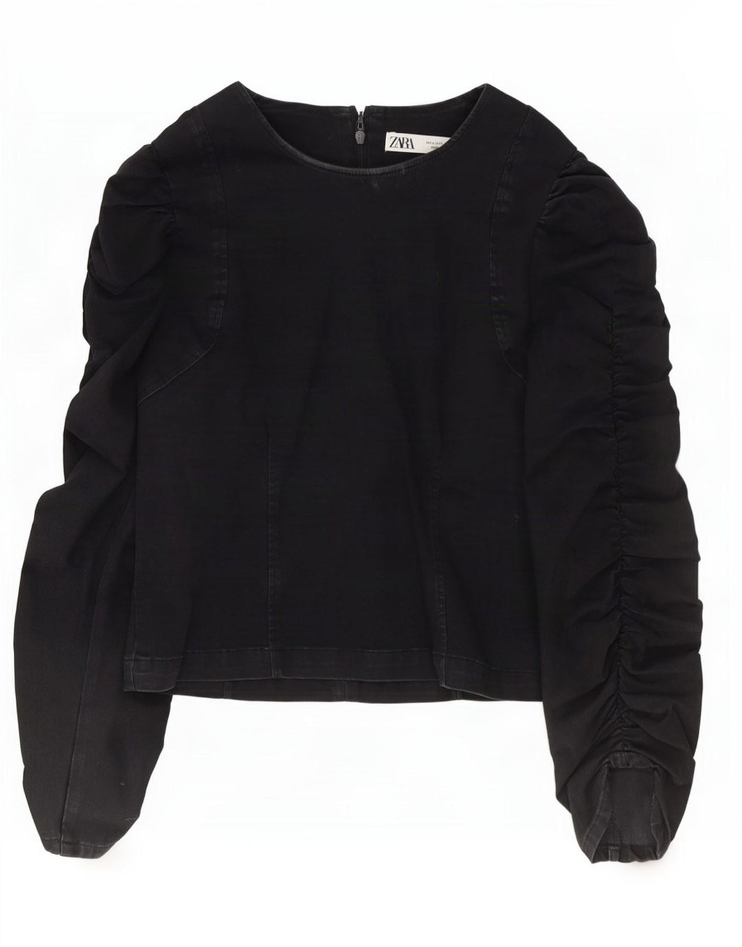 Camicetta a maniche lunghe da donna Zara UK 10 piccola in cotone nero