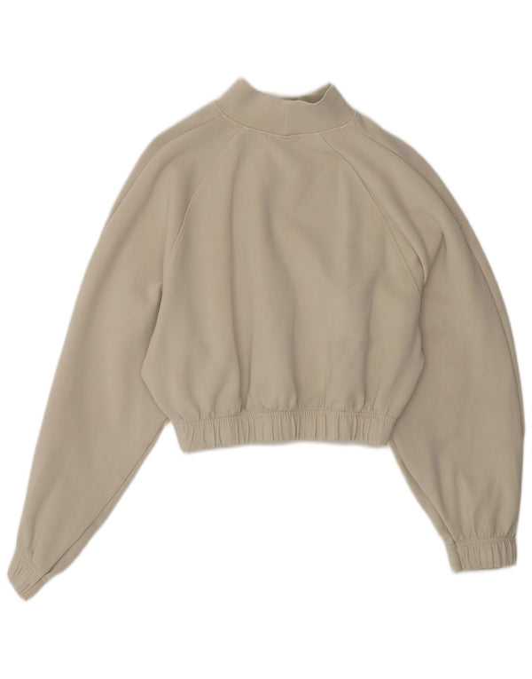 Felpa corta da donna Zara UK 10 piccola in cotone beige