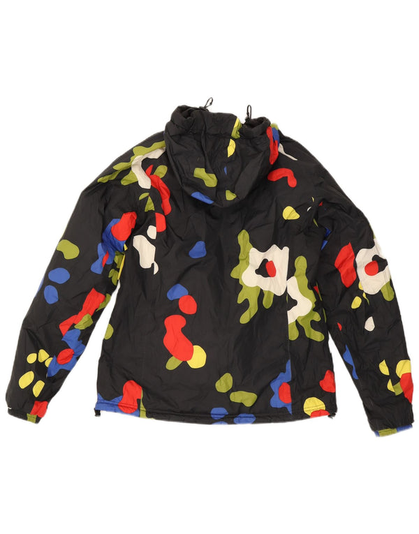 Giacca Reversibile Con Cappuccio K-Way Bambina 5-6 Anni Nera Floreale