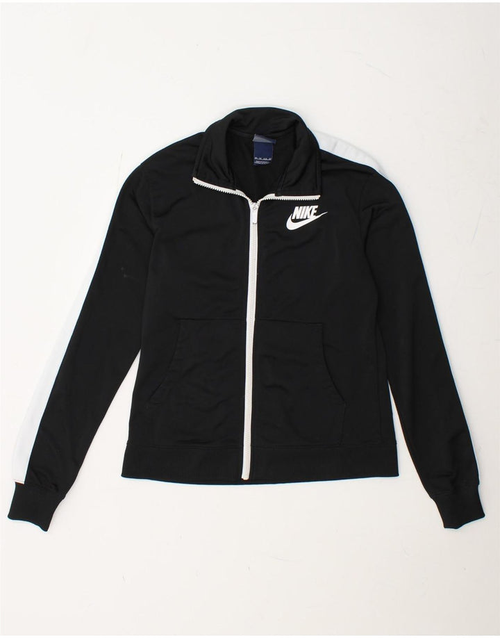 NIKE Womens Loose Fit Tracksuit Top Jacket UK 6 XS Black Colourblock