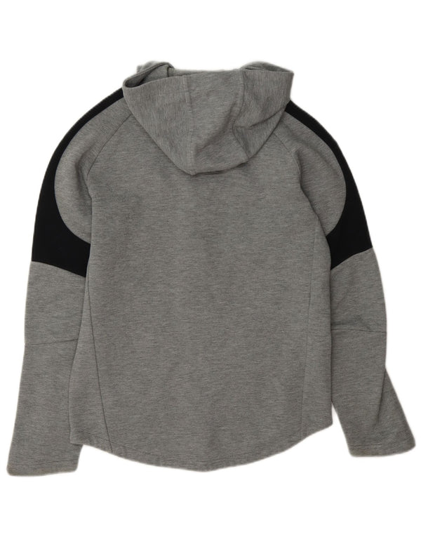 Felpa con cappuccio e zip da bambino Puma 13-14 anni in cotone color block grigio