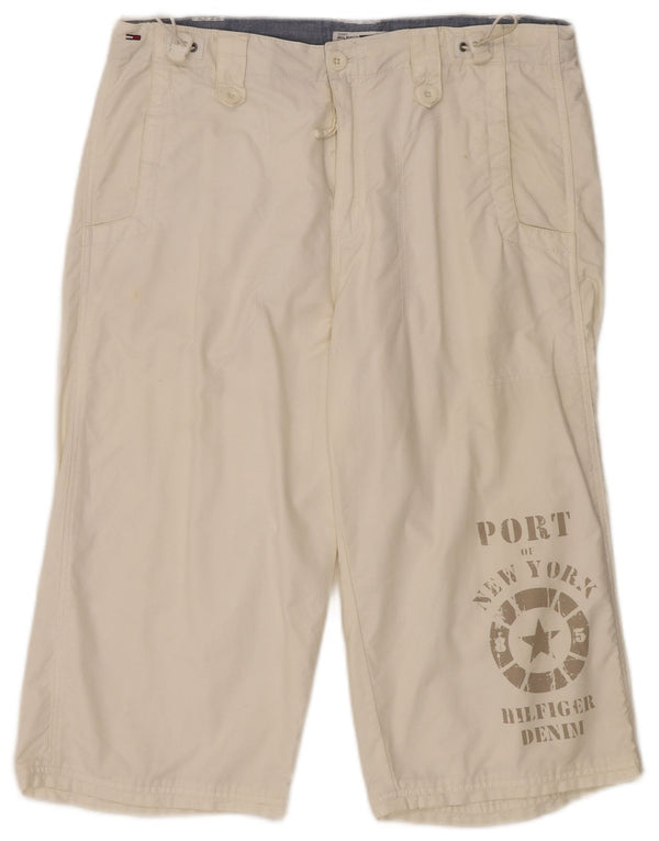 TOMMY HILFIGER Mens Graphic Bermuda Shorts Medium W32 White Cotton