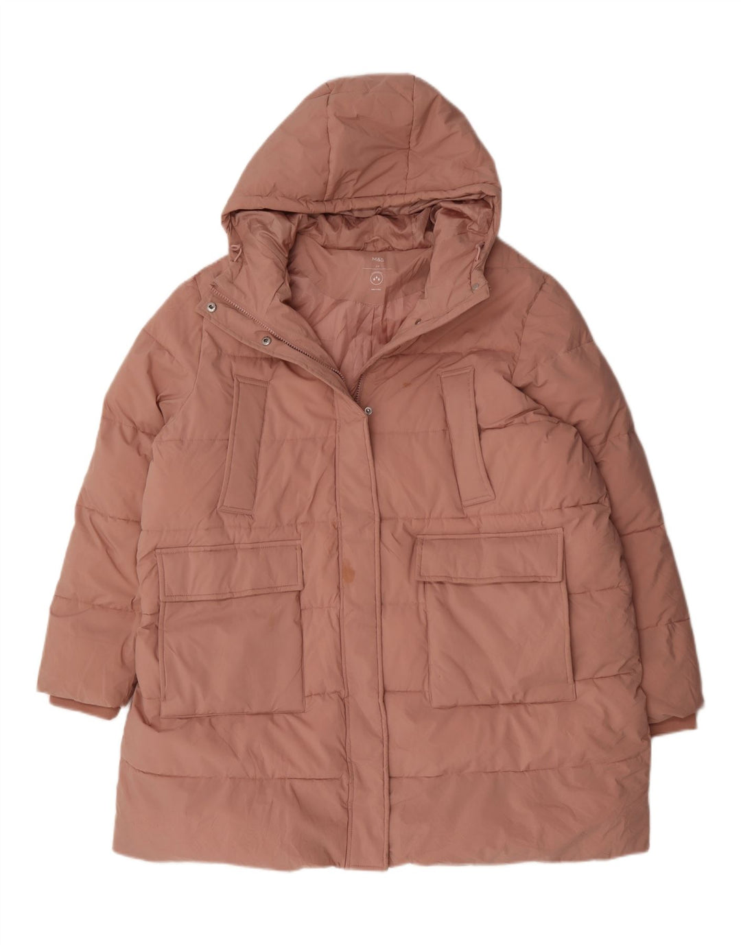 Cappotto imbottito con cappuccio da donna Marks & Spencer UK 24 4XL poliestere rosa