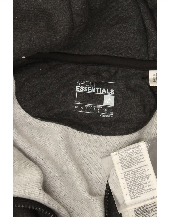 Maglione con cappuccio e zip da uomo Adidas grande in poliestere grigio