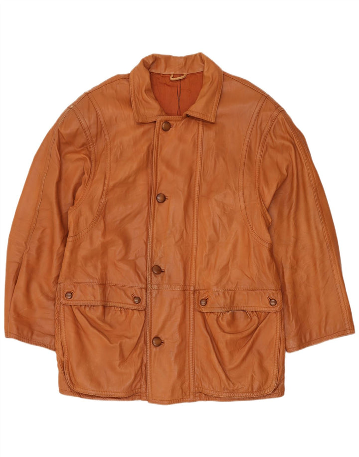 Cappotto in pelle da uomo VINTAGE IT 54 2XL Pelle marrone