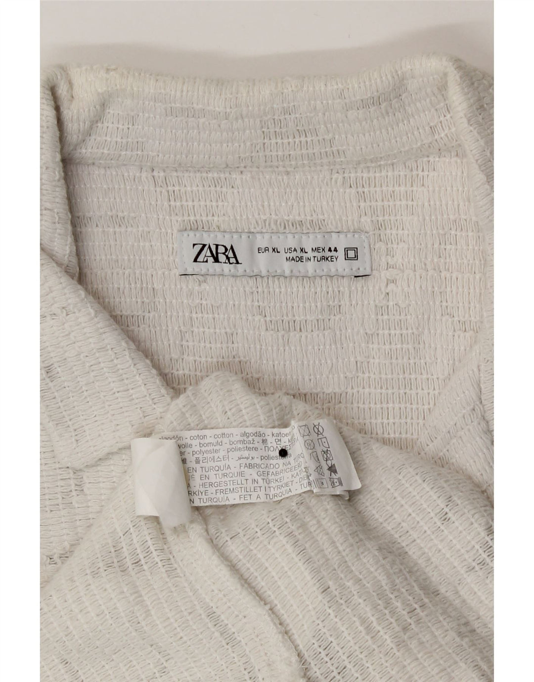 Camicia a maniche corte da uomo Zara XL in cotone geometrico bianco
