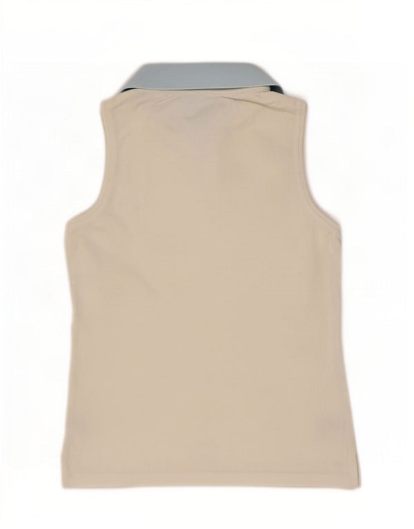 Tommy Hilfiger Womens Sleeveless Polo Shirt UK 12 Medium White Colourblock