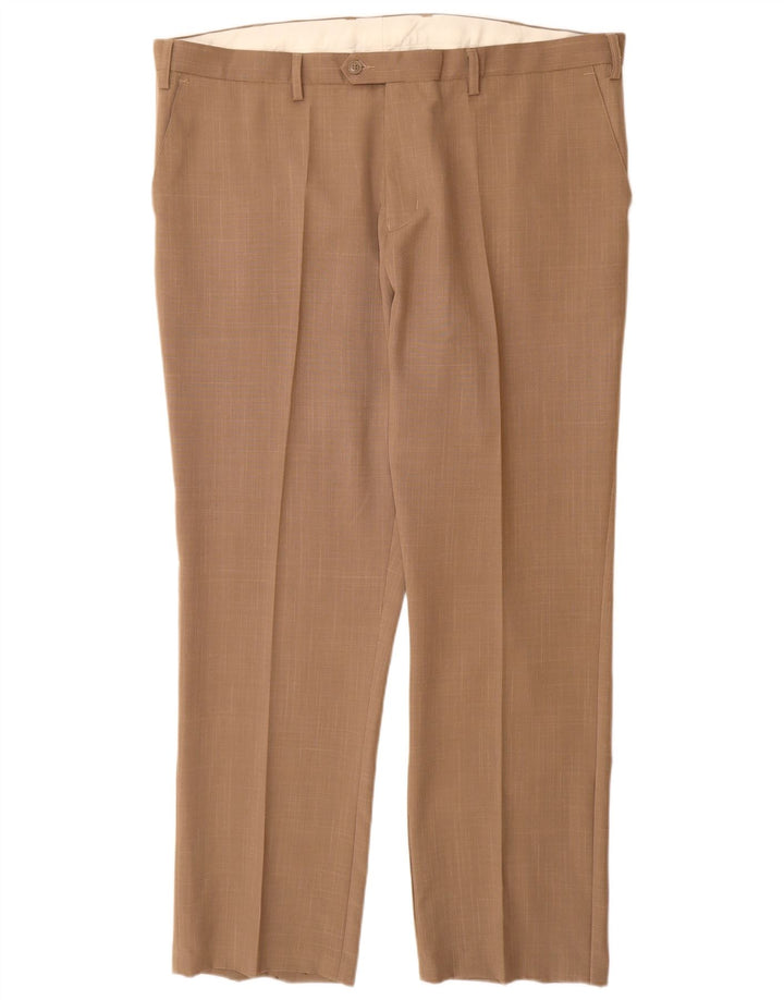 COTTON TRADERS Pantaloni da abito dritti da uomo W42 L31 Poliestere beige