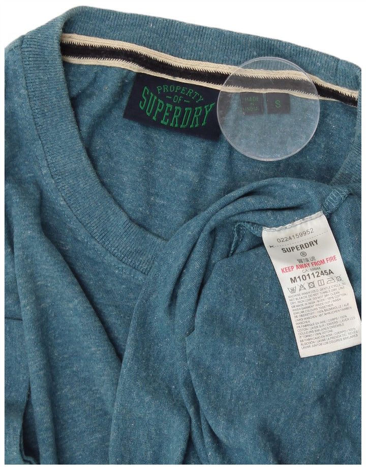 T-shirt da uomo SUPERDRY Top in cotone chiazzato blu piccolo