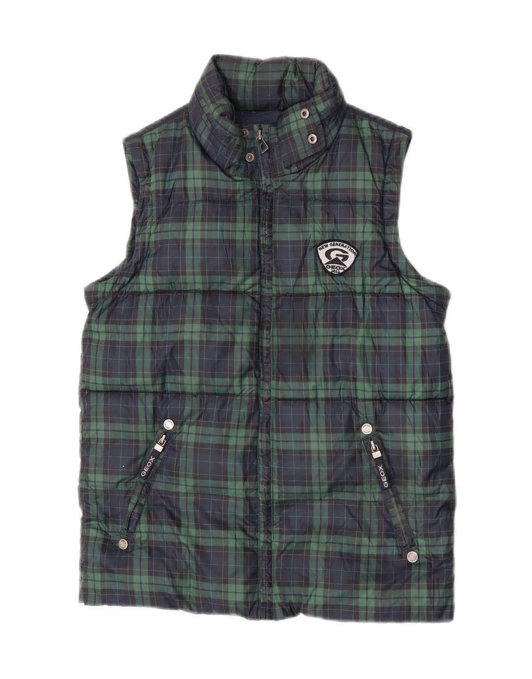Gilet Imbottito Bambino Geox 9-10 Anni Verde Check Poliestere