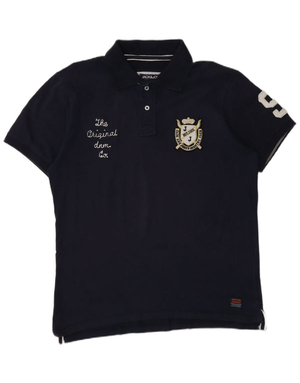 Polo grafica da uomo Jack & Jones XL in cotone blu navy