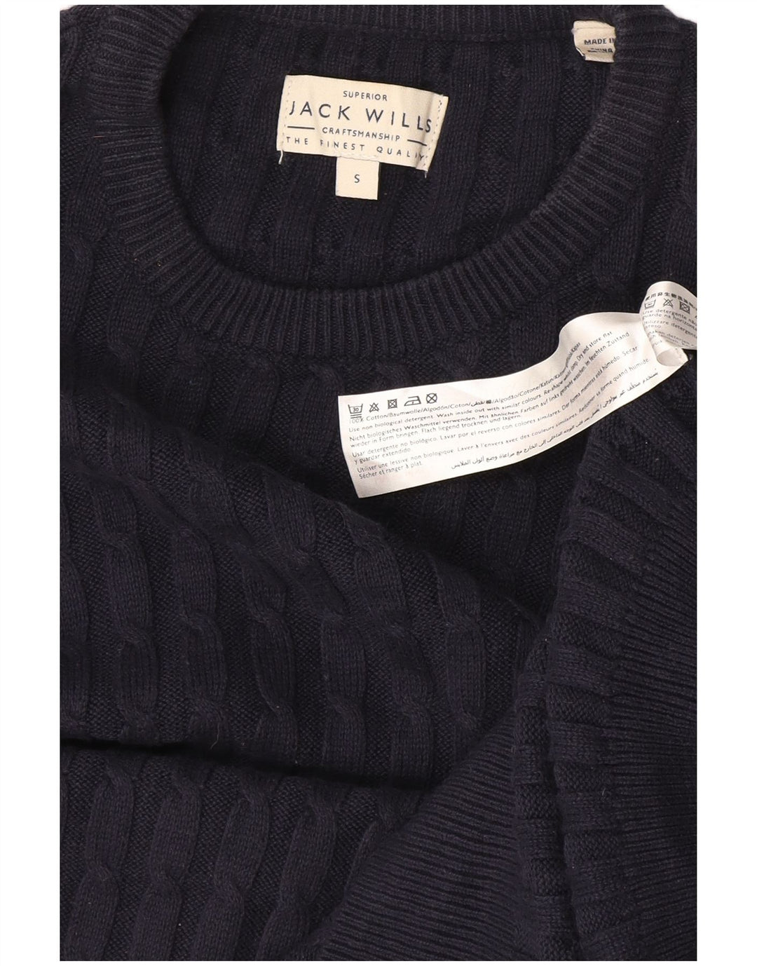 Maglione maglione girocollo da uomo Jack Wills piccolo in cotone blu navy