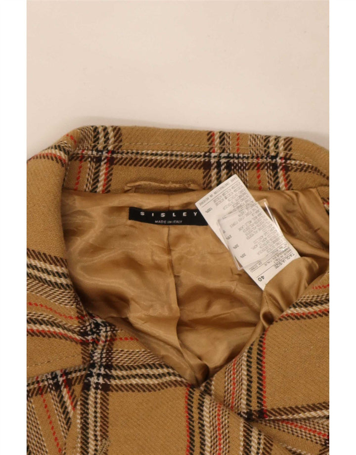 Giacca blazer da donna a 4 bottoni Sisley IT 40 piccolo acrilico a quadri beige