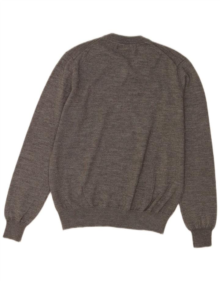Maglione Trussardi Uomo Scollo a V in Lana Maculata Grigio Medio