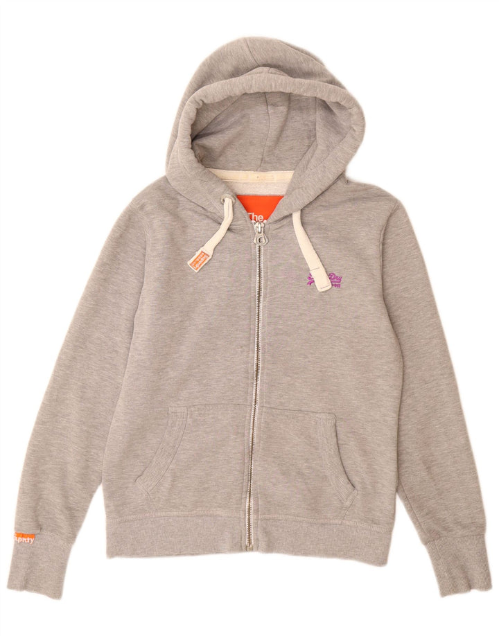 Maglione con cappuccio e zip da donna Superdry UK 14 Large Grigio Poliestere