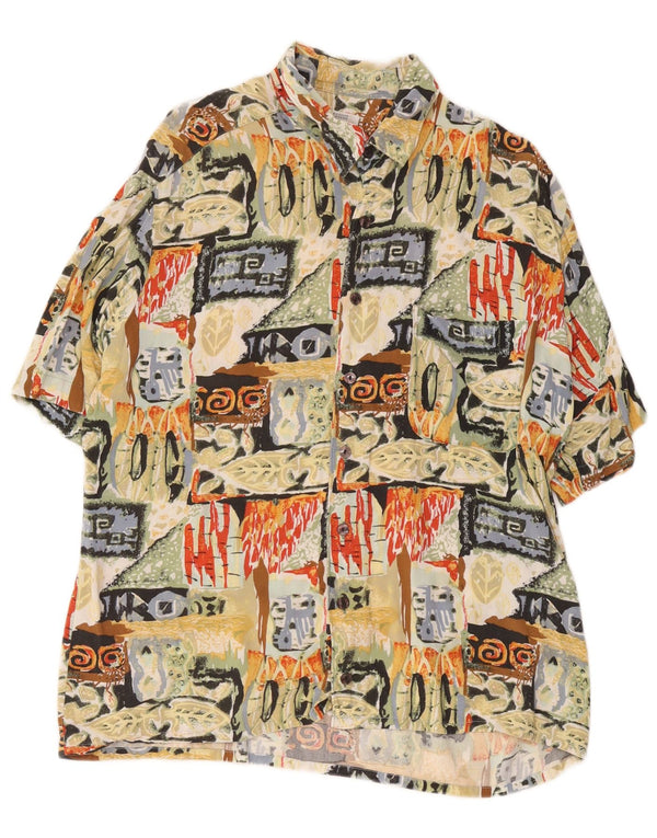 Camicia a maniche corte da uomo C&A Large in viscosa geometrica multicolore