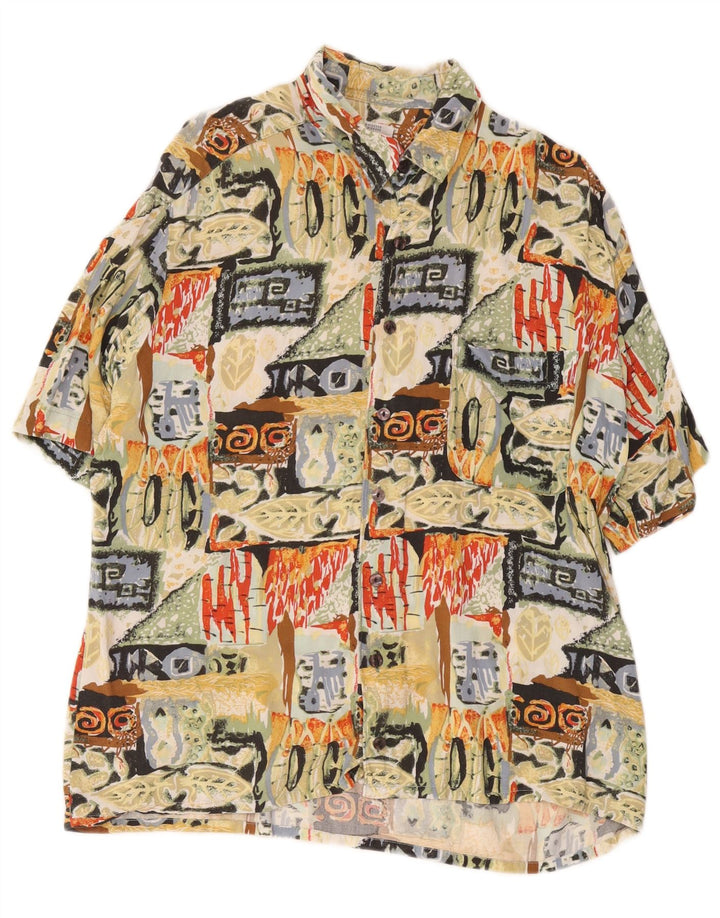 Camicia a maniche corte da uomo C&A Large in viscosa geometrica multicolore