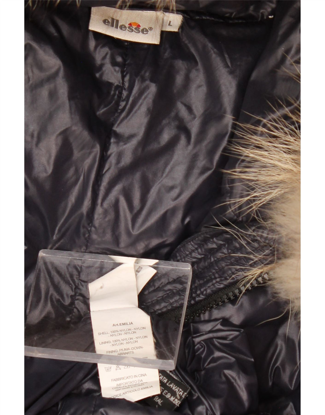 Giacca imbottita con cappuccio da donna Ellesse UK 14 grande nylon nero