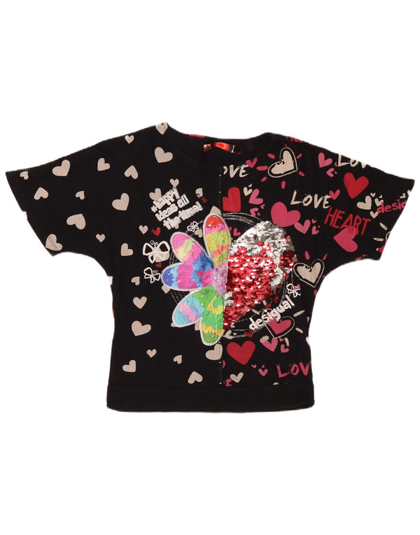 Desigual Maglietta Grafica Bambina 13-14 Anni Cuore Nero