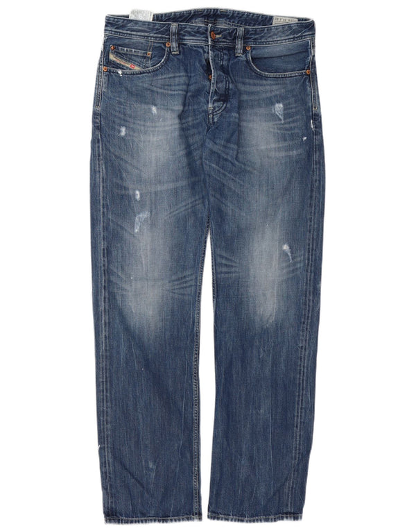 Jeans dritti effetto consumato Larkee-Relaxed da uomo Diesel W34 L32 Blu
