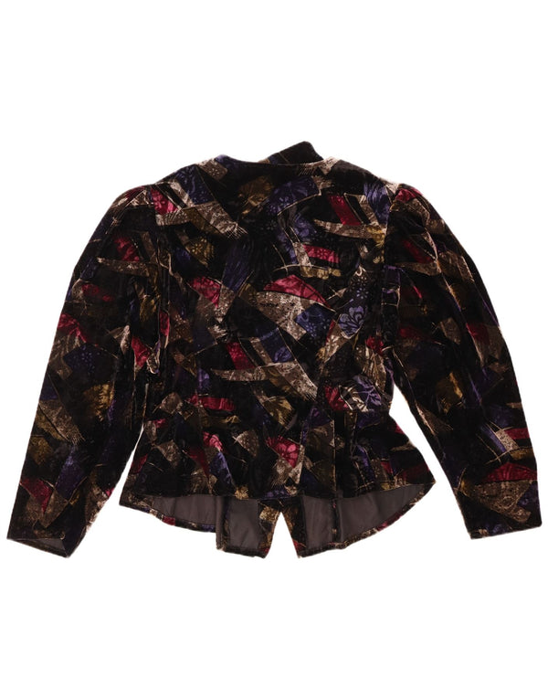 Camicetta da donna in velluto a maniche lunghe Yessica EU 42 Large Nera geometrica