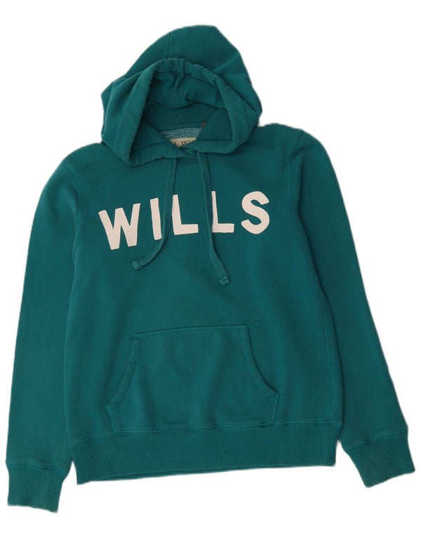 Maglione con cappuccio grafico da donna Jack Wills UK 14 grande cotone verde