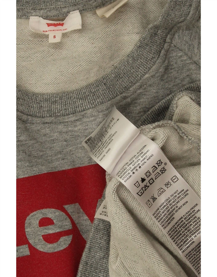 Levi's Donna Felpa oversize con grafica Maglione UK 10 Piccolo Cotone grigio