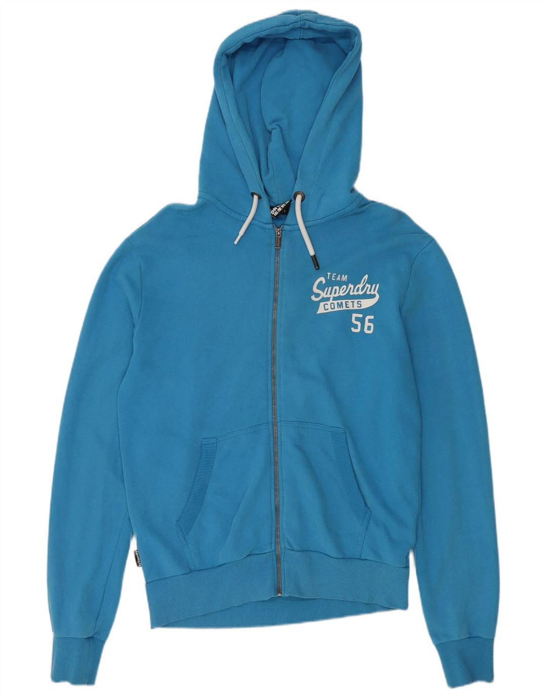 Maglione con cappuccio con zip grafica da uomo SUPERDRY grande cotone blu