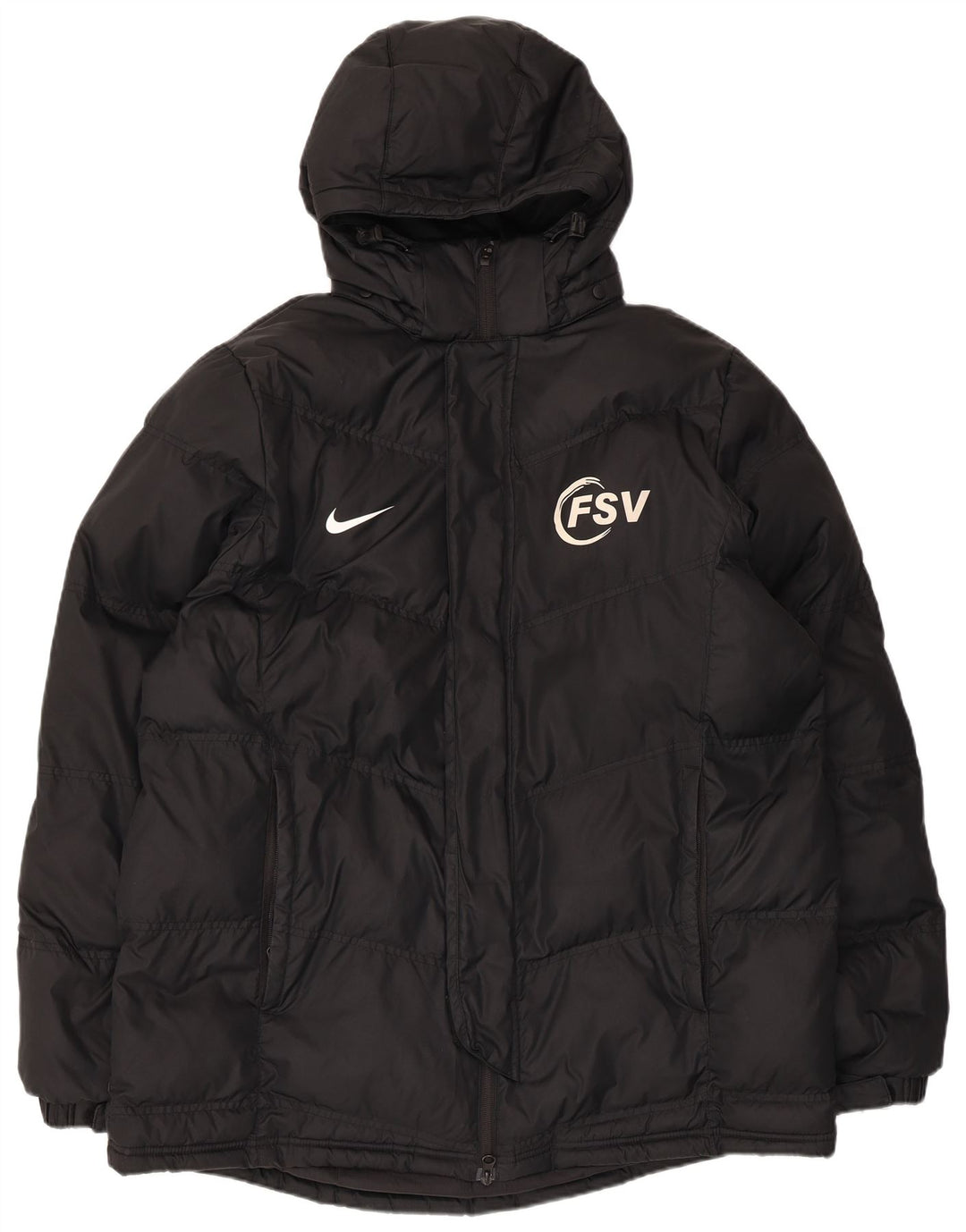 Giacca imbottita con cappuccio grafico Nike da uomo UK 42 XL nera