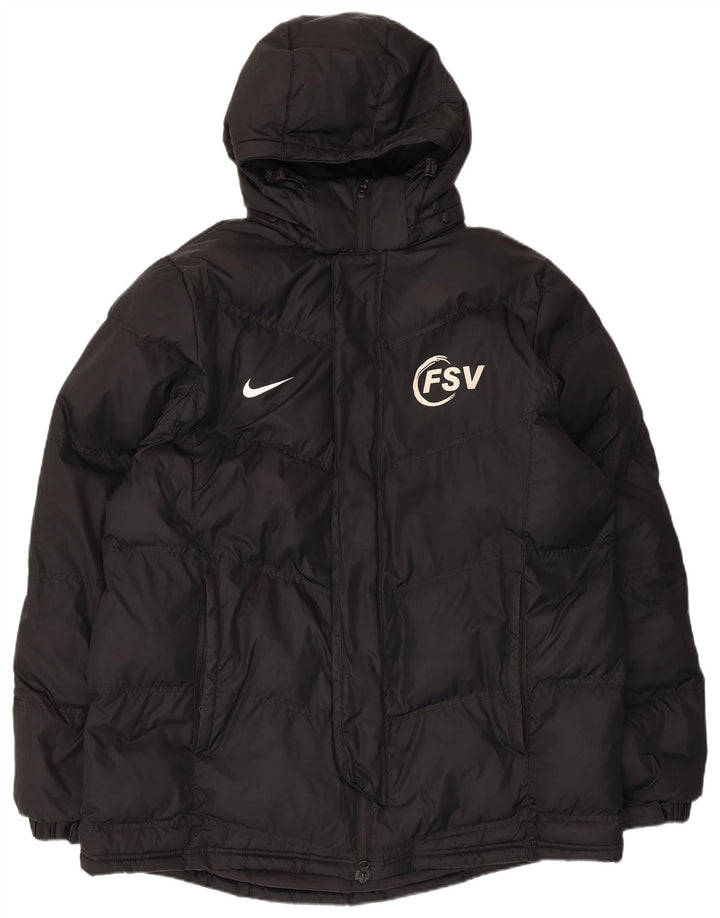 Giacca imbottita con cappuccio grafico Nike da uomo UK 42 XL nera