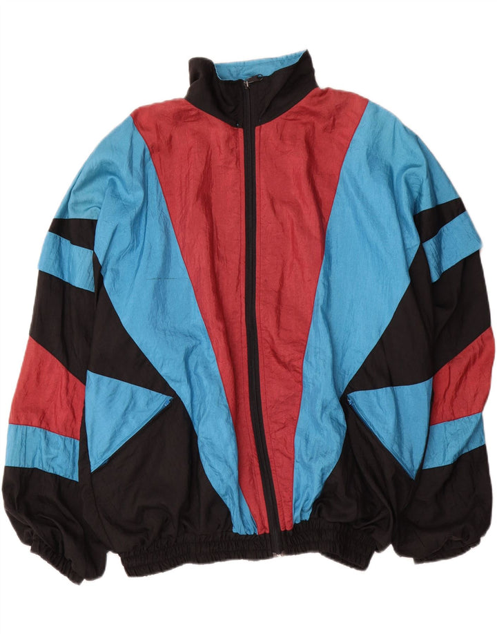 Giacca da tuta da uomo vintage in nylon color block medio multicolore