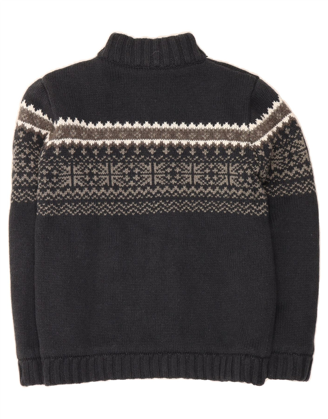 VINTAGE Mens Knit Bomber Jacket UK 40 Large Navy Blue Fair Isle Vintage Vintage and Second-Hand Vintage from Messina Hembry 