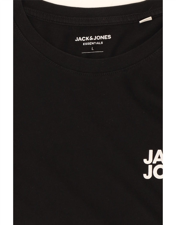 JACK & JONES Mens Graphic T-Shirt Top Large Black Cotton Vintage Jack & Jones and Second-Hand Jack & Jones from Messina Hembry 