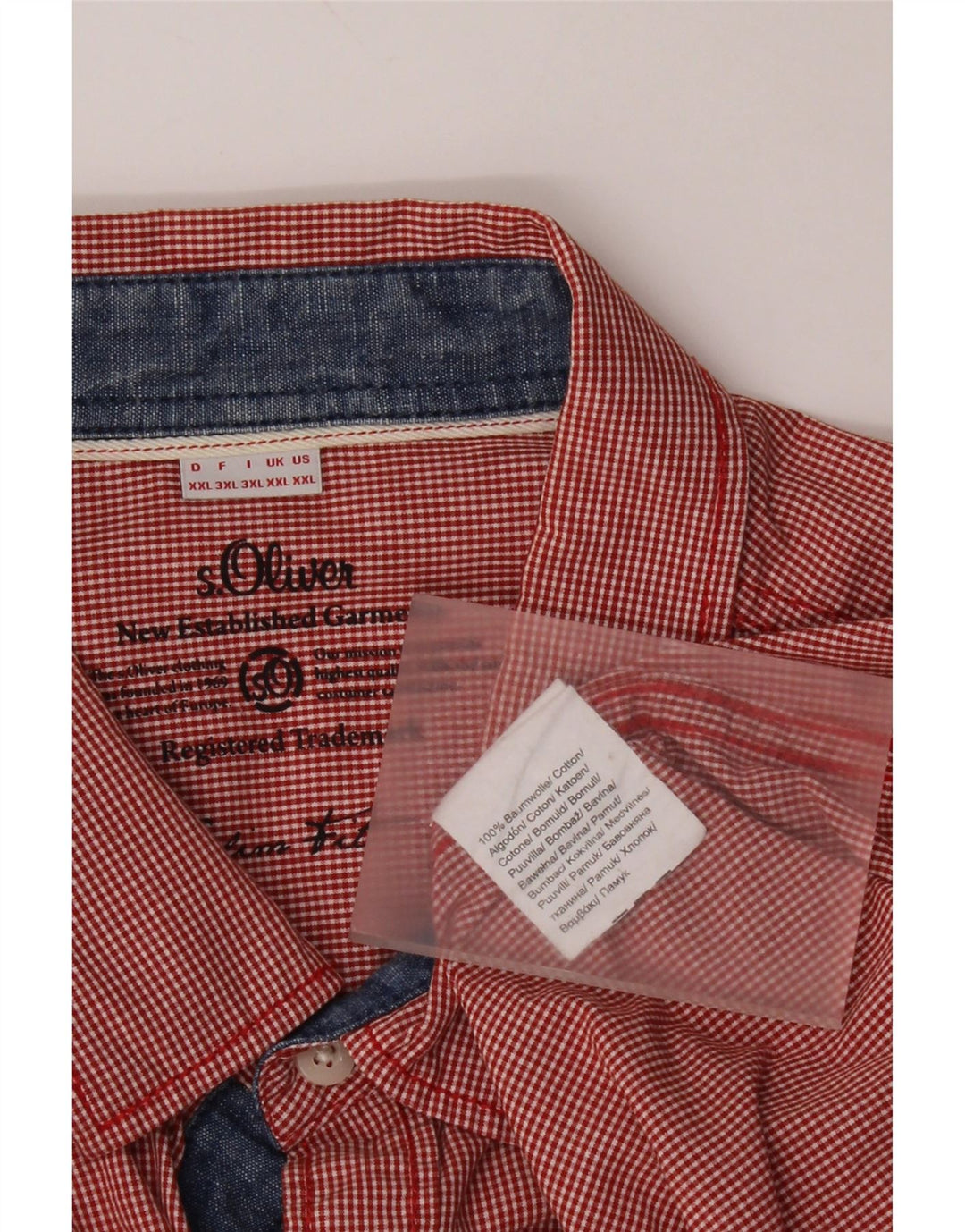 Camicia slim fit da uomo S.Oliver 2XL in cotone a quadretti rosso