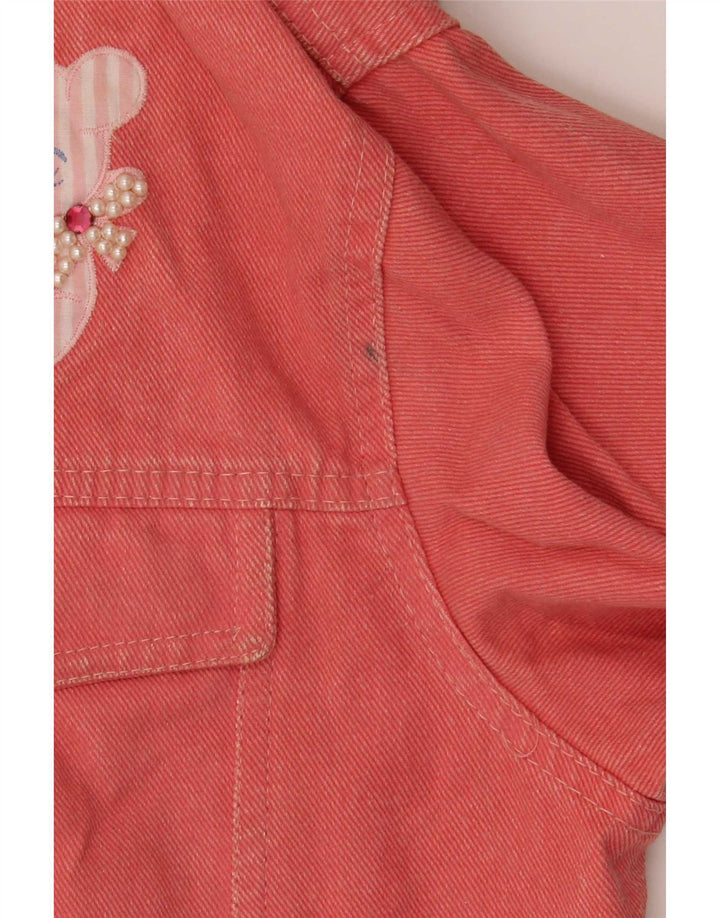 Giacca di jeans grafica vintage da donna con orsacchiotto IT 42 cotone rosa medio