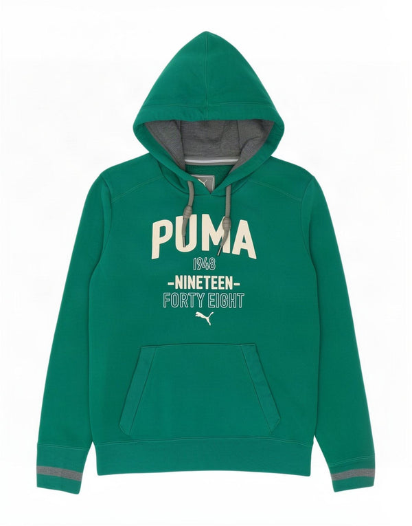 Felpa con cappuccio grafica da uomo Puma piccola in cotone verde