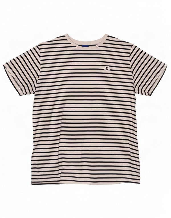 Jack & Jones T-shirt da uomo Top grande in cotone a righe bianche