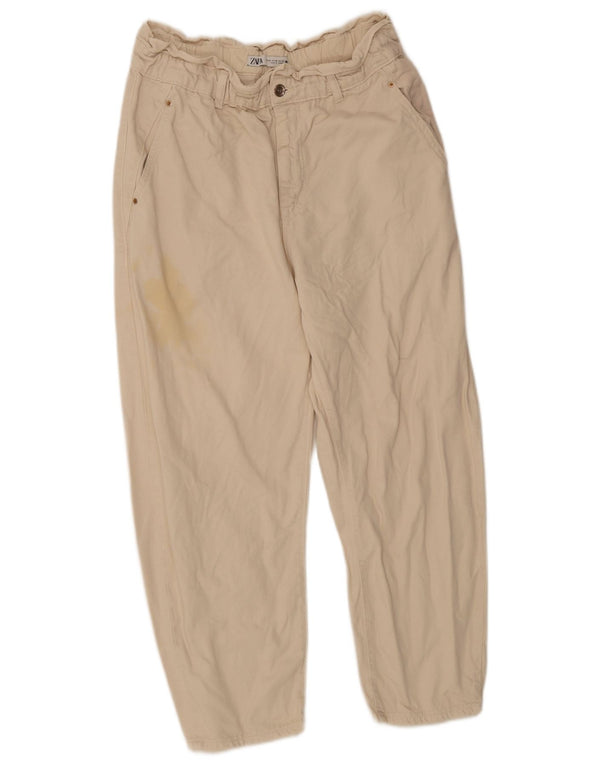 Jeans corti a vita alta da donna Zara EU 42 Large W32 L24 Cotone beige
