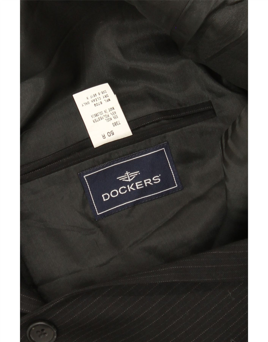 Giacca blazer da uomo a 2 bottoni Dockers IT 50 grande lana gessata nera