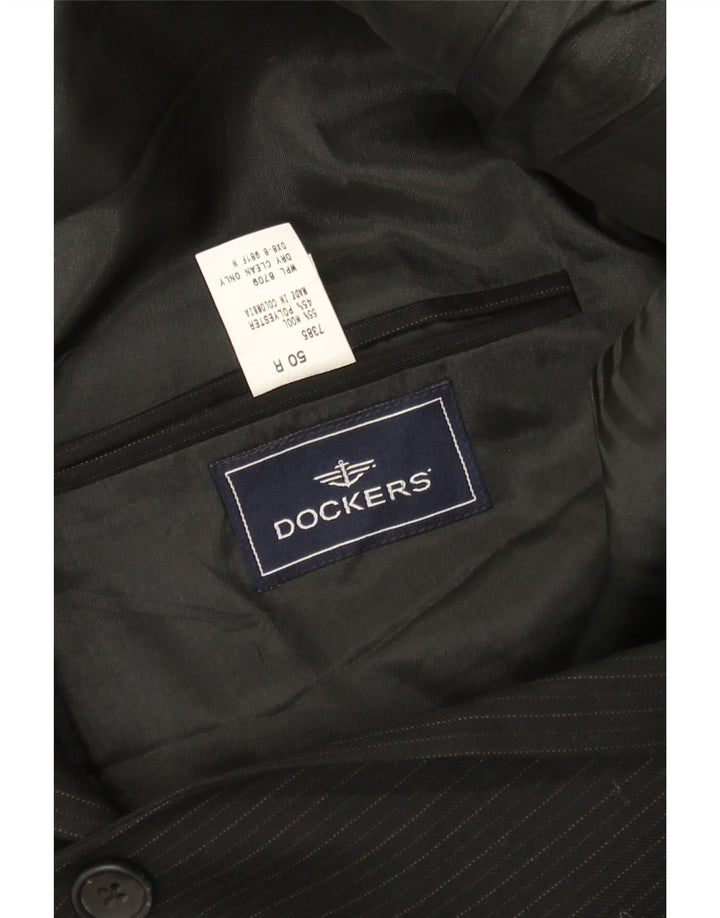 Giacca blazer da uomo a 2 bottoni Dockers IT 50 grande lana gessata nera