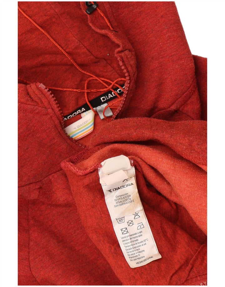 Felpa con cappuccio e zip da uomo Diadora in cotone mélange rosso medio