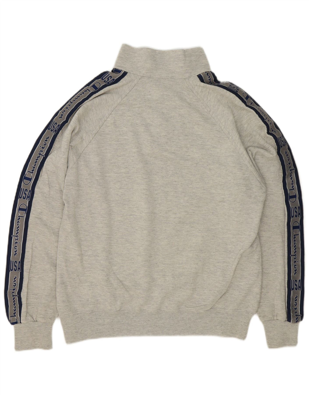 Felpa da uomo con collo grafico con zip Champion, maglione color grigio medio