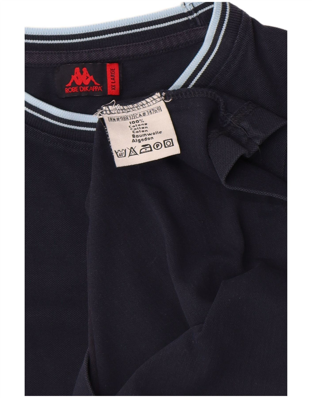T-shirt da uomo Kappa Top 2XL Blu Navy in cotone